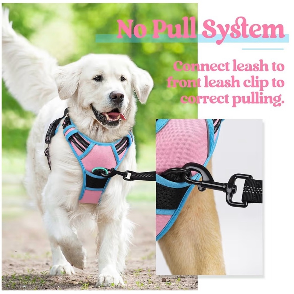 Adjustable No-Pull Dog Harness in Pink and Blue XL